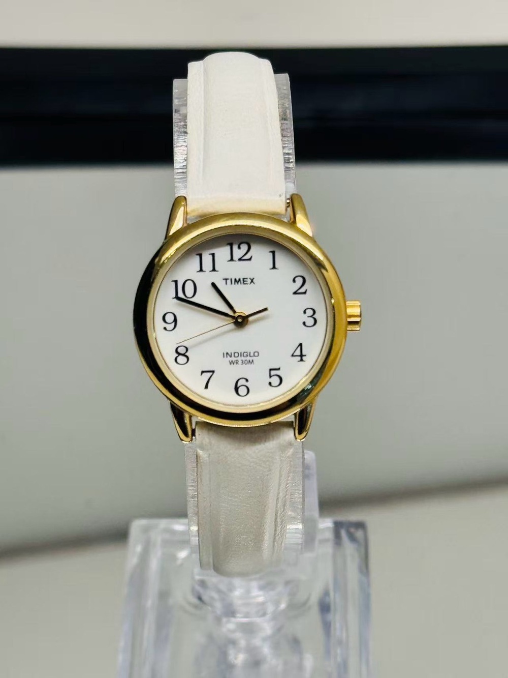 Vintage Timex Indiglo Women’s Watch White Dial Gold Tone 25mm New Battery Runs